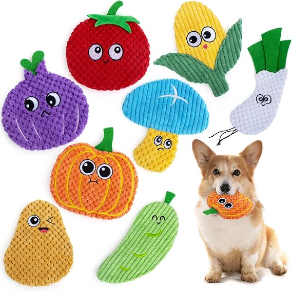 Dog Chew Toys No-Stuffing, 8-Pack Dog-Squeaky-Toy for Small, Medium Breeds