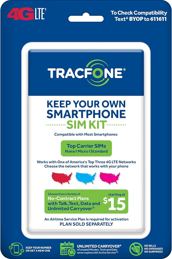 Tracfone Keep Your Own Phone 3-in-1 Prepaid SIM Kit