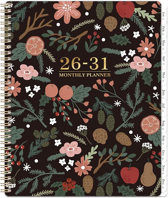 2026-2031 Monthly Planner - 5 Year Planner/Calendar, 5 Year Calendar 2026-2031 Monthly Planners with Tabs, Jul. 2026 - Jun. 2031, 9" x 11", Twin-Wire Binding, Double-Side Pocket - Pinecone