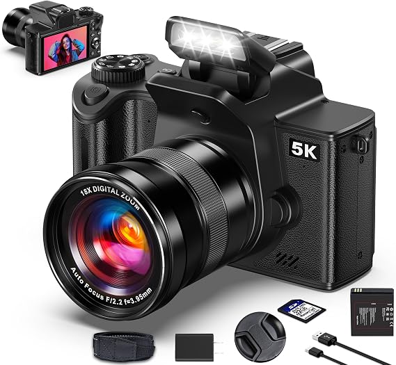 True 5K Digital Camera 80MP WiFi Cameras for Photography Vlogging Camera