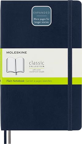 Moleskine Çizgisiz Kalin Safir Mavi Defter L Boy Yumuşak Kapak (Expanded)