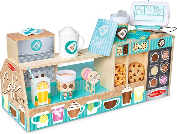 Melissa & Doug Wooden Cafe Barista Coffee Shop (35 Pieces) - FSC Certified
