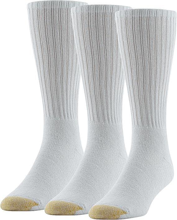 GOLDTOE Men's Ultra Tec Performance Crew Athletic Socks, Multipairs, White (3-Pairs), X-Large