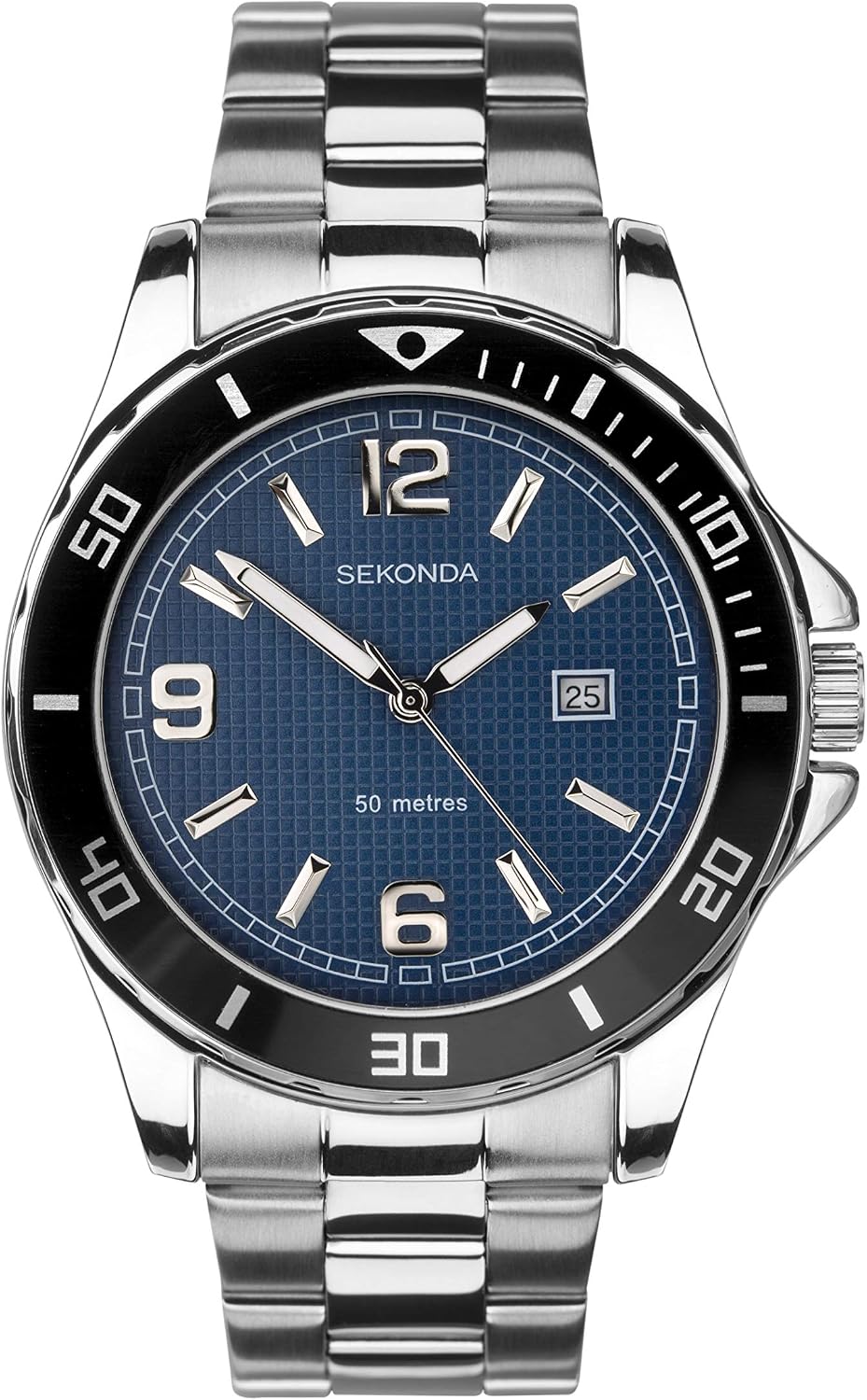 Sekonda Tasman 44mm Mens Analogue Dive Quartz Watch Date Window Fixed Bezel 50m Water Resistant