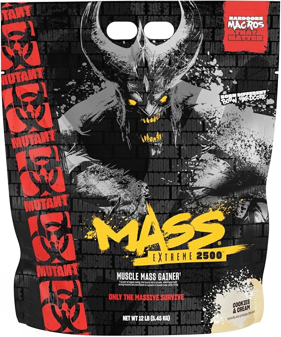 MUTANT Mass Extreme 2500 Gainer | Whey Protein Powder | Build Muscle Size and Strength | High Density Clean Calories | 5450 g | Cookies & Cream