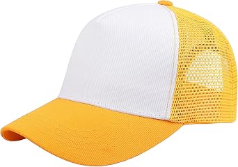 Falari 5-Panel Mesh Baseball Cap, Trucker Hat, Structured Plain Design, Cotton, Adjustable Size