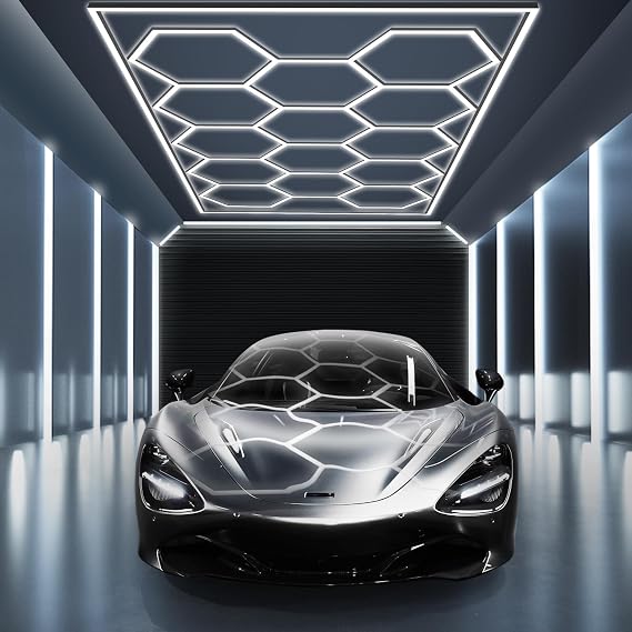 MODERN Hexagon Garage Light: Higher Brightness 720W 86400 Lumens Hexagon Led Garage Light with Rectangle Frame 6500K for Garage, Basement, Warehouse, Auto Beauty Shop, Car Detailing Shop etc...