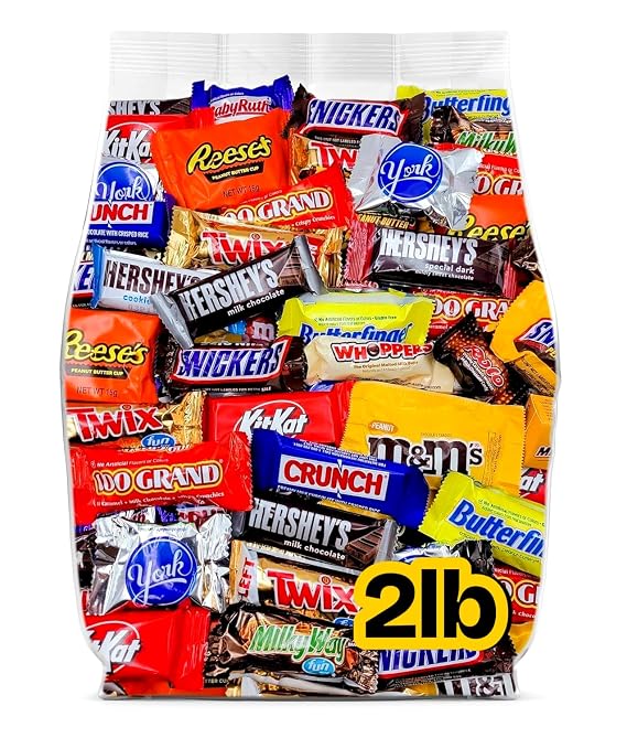 Halloween Chocolate Candy Variety Pack - 2lb Bulk Candy Individually Wrapped - Assorted Halloween Candy for Trick or Treat, Party Favors, Goodie Bags and Pinatas - 2 Pounds