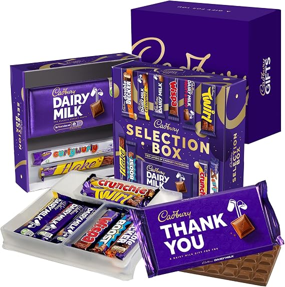 Cadbury "Thank You" Chocolate Selection Box Gift. Includes 12 Full-Sized Bars; Dairy Milk, Flake, Cruchie, Twirl, Double Decker and more!