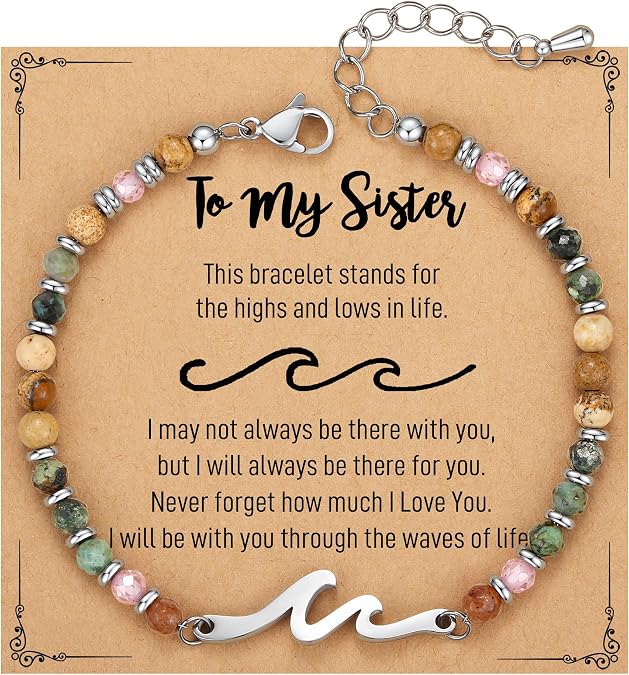 TONY & SANDY Friend Gifts for Women, Unique Birthday Gifts for Women, Sister Gift from Sister, Wave Bracelet, Christmas Stocking Stuffers for Woman Female, Bestie Friendship Bracelets