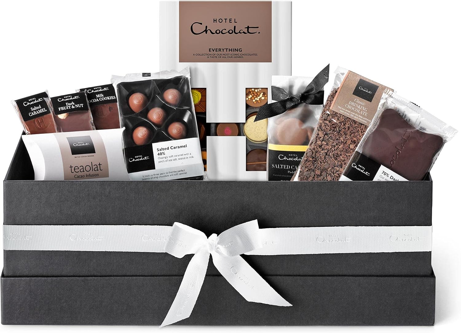 Hotel Chocolat The Large Chocolate Hamper 578g - Assortment of Milk, Dark and White Chocolates - Luxury Ribbon-Tied Gift Hamper