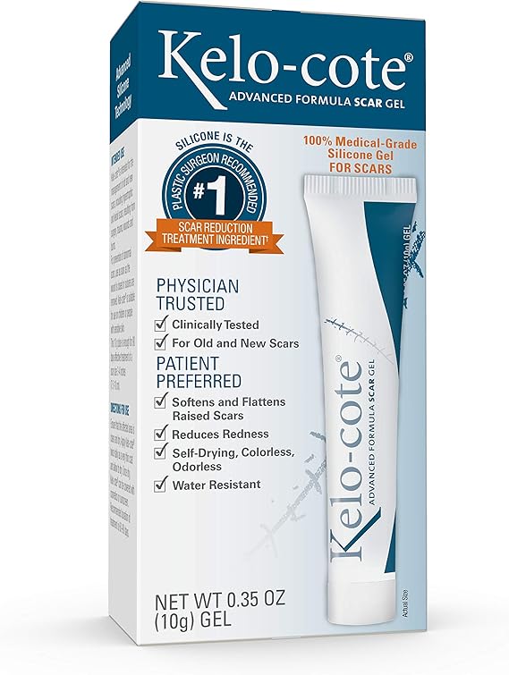 Kelo-cote Advanced Formula Scar Gel, 10 Gram | Treat & Prevent Hypertrophic & Keloid Scars from Injury, Burns, Surgery, Water Resistant, Safe for Sensitive Skin