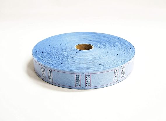 2000 Blank Blue Single Roll Consecutively Numbered Raffle Tickets