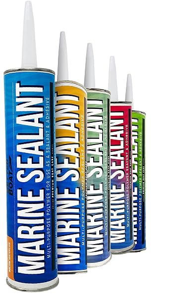 Marine Sealant and Adhesive, Waterproof Marine Grade Caulk, High Temp | Water Sealant for Boat, Auto, RV, Without Silicone, 1 Tube, White, 10 oz