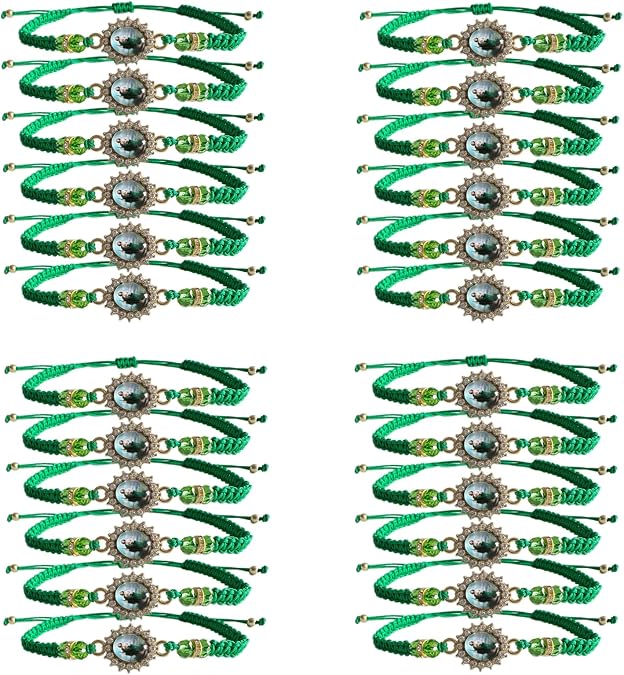Bovemee 24PCS Virgin Mary Bracelets,Green Saint Jude bracelet Rosary Handmade Mexican bracelets,Virgen de Guadalupe Bracelet San Judas Tadeo Gift For Men Women