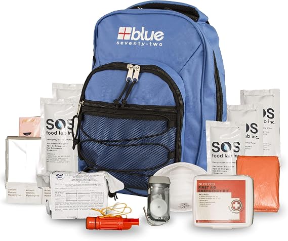 Blue Coolers Blue Seventy-Two | 72 Hour Emergency Backpack Survival Kits for 1 Person | Survival Kit for Wildfires, Earthquakes, Tornado, Hurricane, and Other Emergencies...