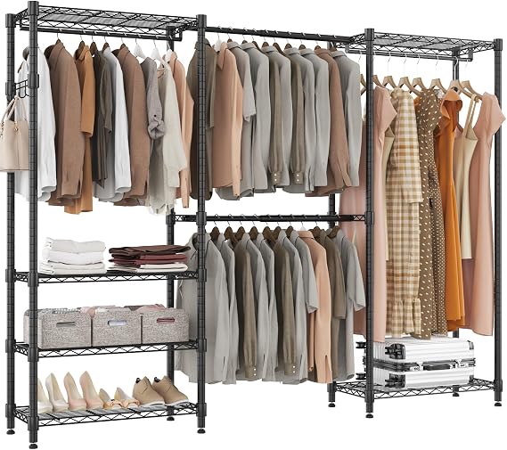 BATHWA Heavy Duty Clothes Rack Freestanding Closet for 68.9 to 90.2" Space