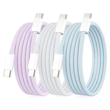 3Pack 1M USB C to USB C Charging Cable Apple 60W 5A usb c fast charger cord | for iPhone 17/17 Pro/17 Pro Max/Air/16/16e/15/15Pro/15Pro Max/MacBook Air 13 inch/MacBook Pro/ipad/Samsung