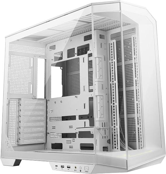 msi MAG PANO 100L PZ White - Premium Mid-Tower Gaming PC Case - Tempered Glass Side Panel - Liquid Cooling Support up to 360mm Radiator - White Color Case