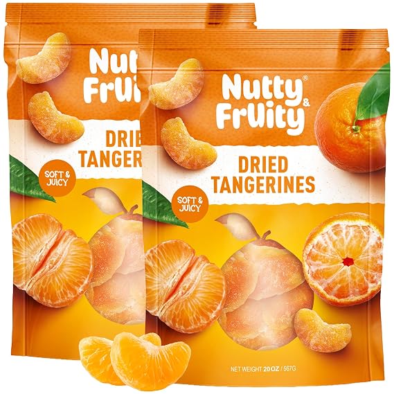 Nutty & Fruity Dried Tangerines, Soft & Juicy, 2-Pack, 20 Oz Ea