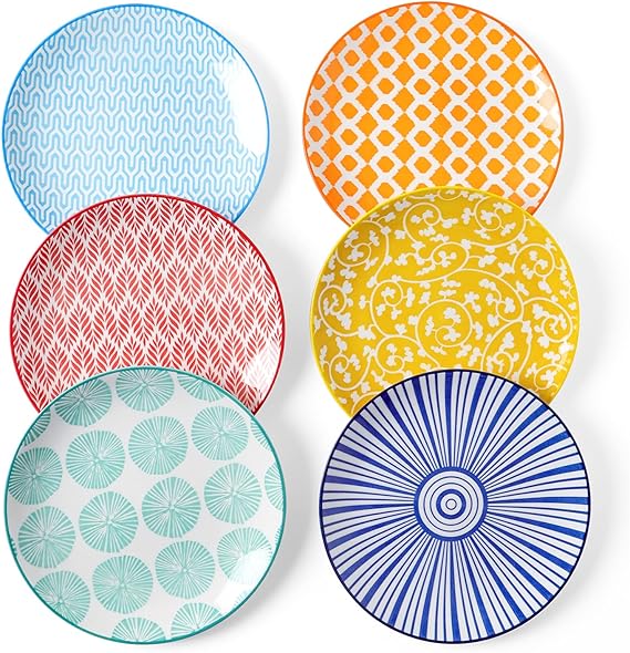 Selamica Ceramic Dessert Plates Set of 6, 6 Inch Small Plates for Snacks