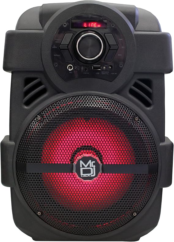 Mr. Dj PSE-80BT 8 Portable Active Speaker with Rechargeable Battery 1200W P.M.P.O, Built-in Bluetooth Technology, USB Card Reader, FM Radio