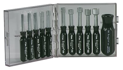 Xcelite PS121MM 11 Piece Compact Convertible Nutdriver Set with Clear Plastic Case, Black Handles