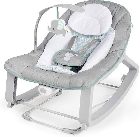 Ingenuity Keep Cozy 3-in-1 Grow with Me Vibrating Baby Bouncer, Seat & Infant to Toddler Rocker, Vibrations & Toy Bar, 0-30 Months Up to 40 lbs (Weaver)