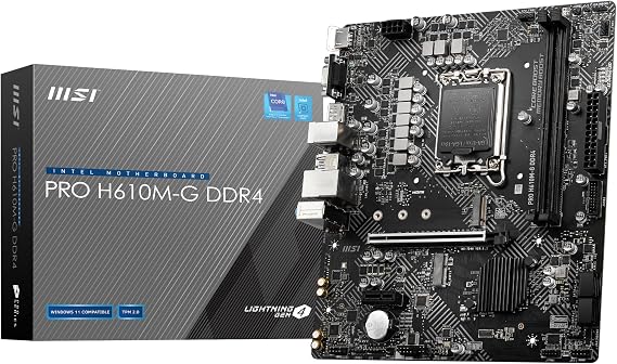 MSI PRO H610M-G DDR4 SOKET 1700 DDR4 3200(OC) PCI-E Gen 4 ,M.2 USB3.2 1x 1G LAN mATX
