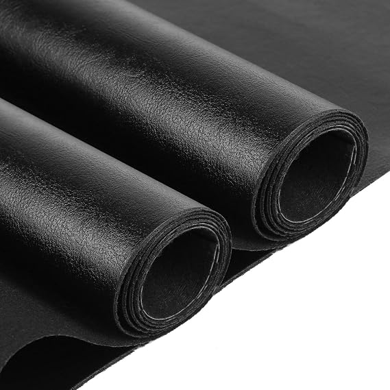 Butarfe Faux Leather 1.0mm Thick Upholstery Leather 2 Yards 54" x 72" Vinyl Leather Fabric By The Yard Soft PU Faux Synthetic Leather Pleather Fabric Black for Sofa Bags Chairs Car Seats DIY Crafts