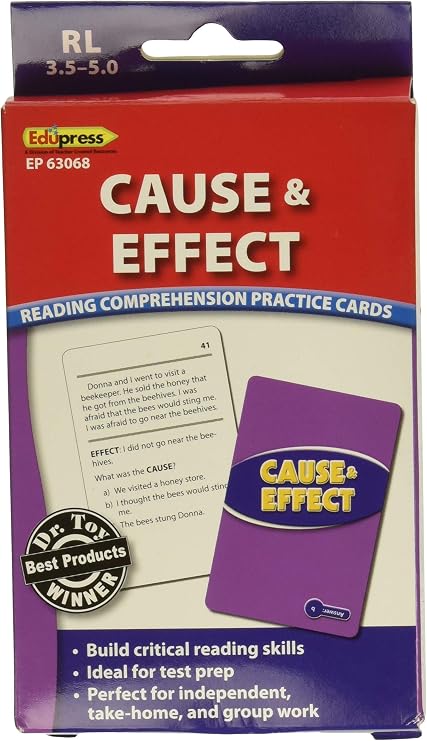 Edupress Reading Comprehension Practice Cards, Cause & Effect, Green Level (EP63402)