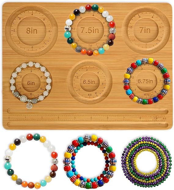 Bamboo Bead Board for Jewelry Making Natural Bamboo Bracelet & Necklace Design Organizer with Grooved Sizes (Bracelet A)