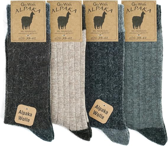 GoWith 2-in-4 Alpaca Wool Thermal Wash Soft Natural Ribbed Pattern Women and Men Socks 3096 For Winter Shoes Boots