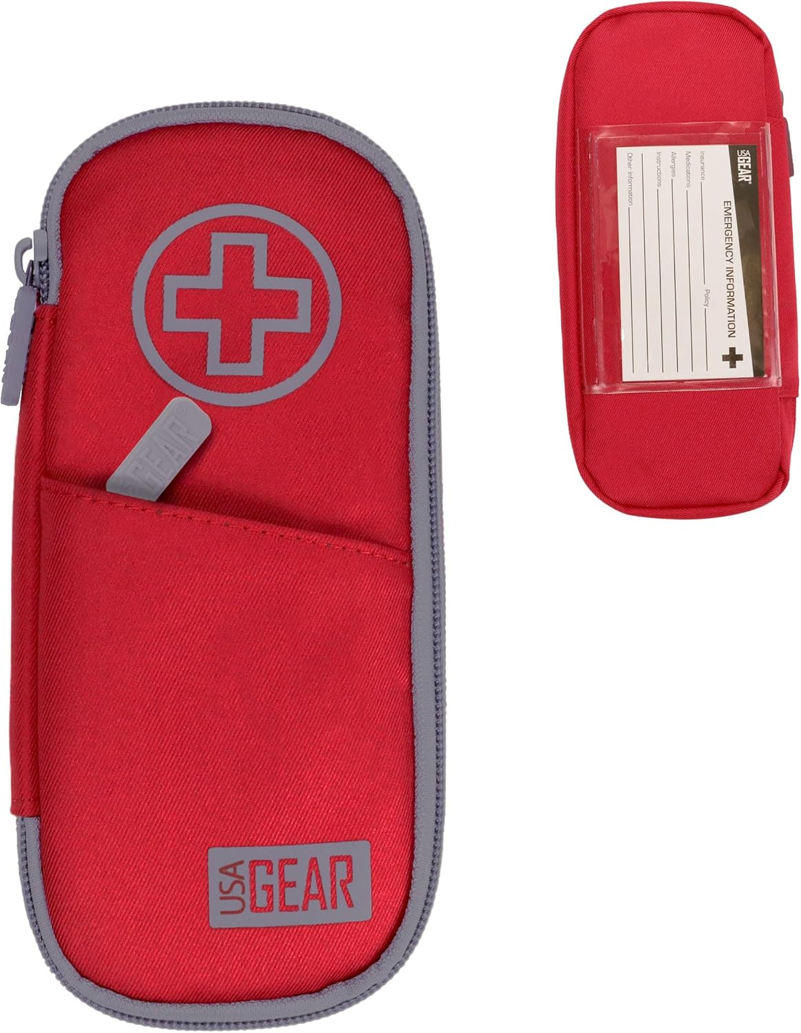 USA GEAR Medical Insulin Case for Glucose Meter, Epipen, Asthma Inhaler, Bandages, More - Medicine Organizer Travel Case with Insulated Interior, Water Resistant Exterior, and Belt Loop (Red)