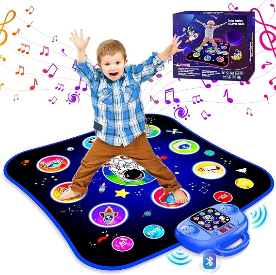 Game for Kids Ages 4-8 Dance Toys for Girls Ages 6-8 Gifts for 3-12 Year Old Girls Dance Mat Autism Toys Girl Gift for 7 Year Old Electronic Dance Pad Bluetooth Music Mat for Toddlers Blue