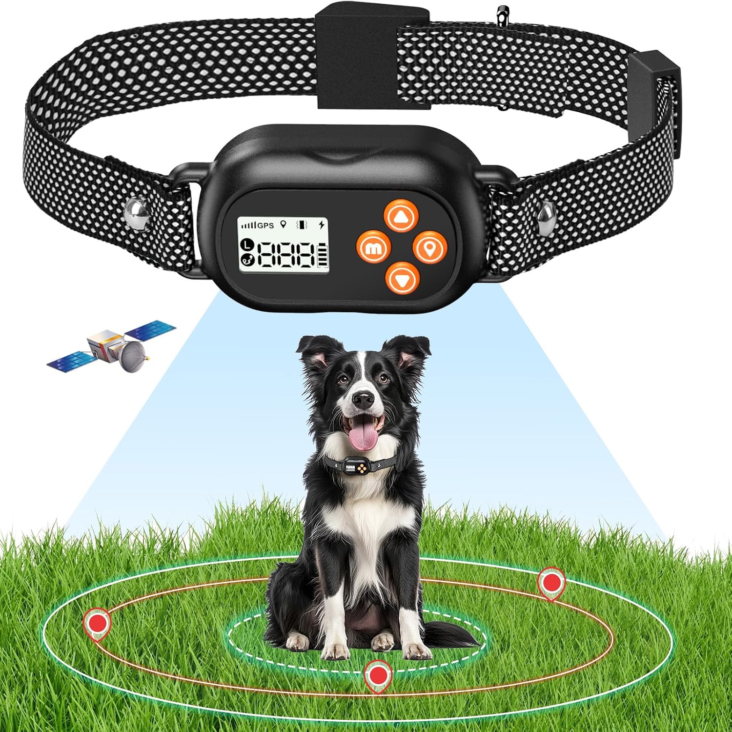 GPS Dog Collar Fence System – Wireless Electric Dog Fence with Adjustable Warning Modes, Rechargeable & Waterproof Receiver, Radius 25-999 Yards, Ideal for Outdoor Use