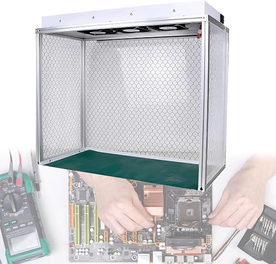 Portable Laminar Flow Hood 110v-220v,Air Flow Clean Bench Dust Frees Room Workshop,Vertical Laminar Flow Hood with Three Fans, HEPA-Filter for Phone LCD Repair 220V