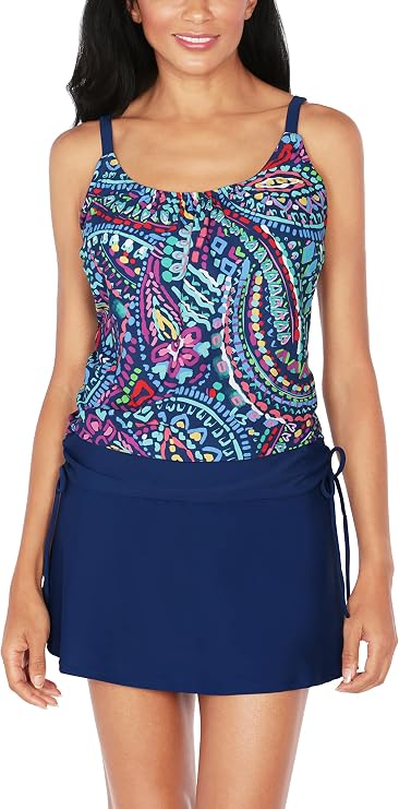 Caribbean Joe Women's Side Tie Blouson Tankini