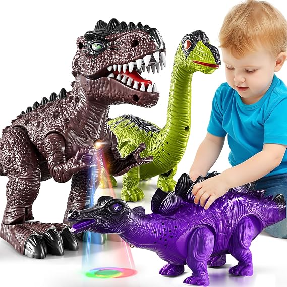 Dinosaur Toys for Kids 3 4 5 6 7 8 Years Old | Electronic Walking Dinosaur Figures for Boys 4-7 5-7, Toddler Boys Toys Set for Kids 3-5 with Sound Light, Birthday Gifts