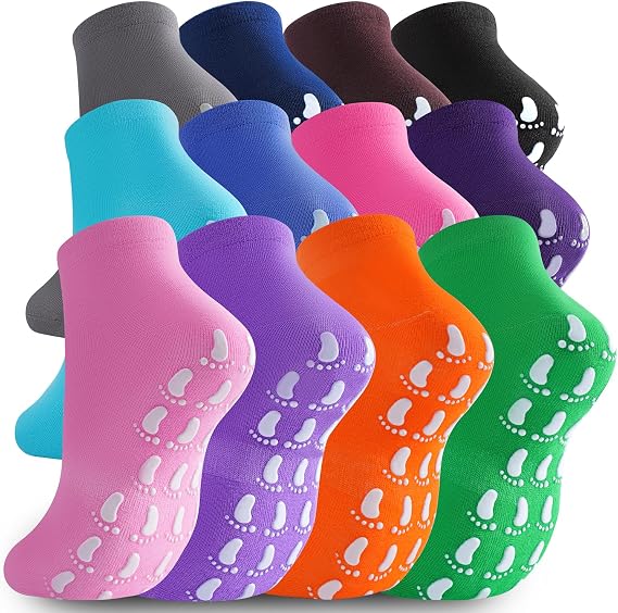 JUEHUT Non Slip Pilates Socks for Women, Hospital Grip Socks, 12 Pairs