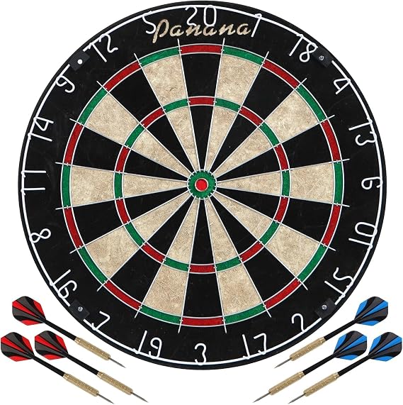 Panana Steel Tip Dartboard Set with 6 Professional Steel Tip Darts, Bristle Dart Round Board Indoor Family Game