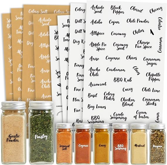 Talented Kitchen Spice Labels Stickers - Waterproof Pantry Organization - Kitchen Labels for Spice Jars - Removable Seasoning Stickers - Clear Vinyl - 0.33" H - Round