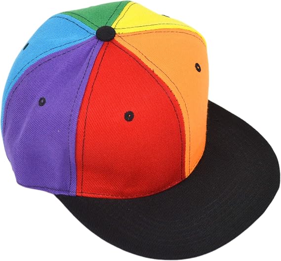 Pride Rainbow Panel Snapback Hat LGBT Bright Trucker Baseball Cap, Adjustable