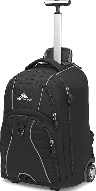 High Sierra Freewheel Wheeled Laptop Backpack, Black, 20.5 x 13.5 x 8-Inch