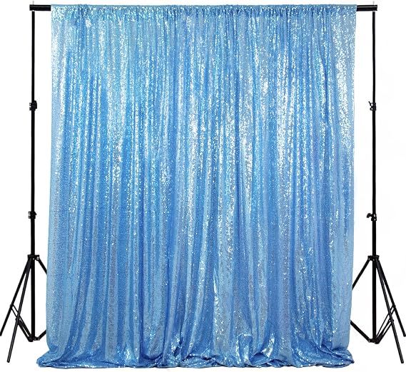 ShiDianYi Sequin Backdrop Baby Blue Sequin Photo Backdrop 4FT X 6FT Wedding Photo Booth Backdrop Shimmer Photography Background Ceremony Background