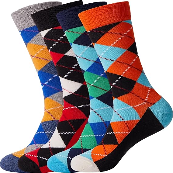 Dress Socks for Men, Adult Cotton Crew Socks 9-12