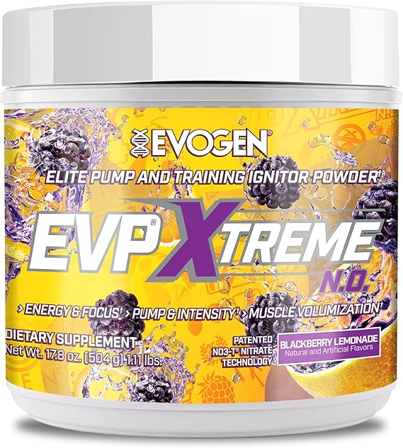 Evogen EVP Xtreme NO - Pre Workout Powder for Men & Women | Sugar Free Preworkout with Beta Alanine, Creatine, and Caffeine for Energy & Pump | BlackBerry Lemonade | 40 Servings