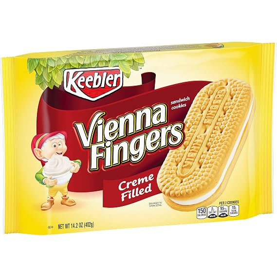 Keebler Cookies, Vienna Fingers Sandwich Cookies, Creme Filled, 14.2 oz Tray
