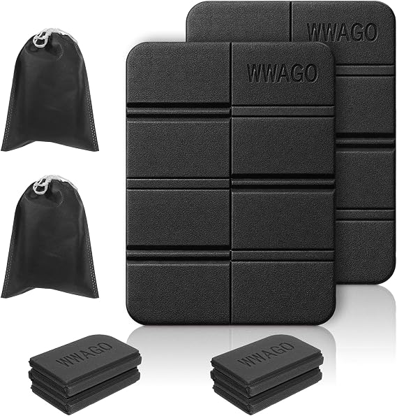TIESOME 2Pcs Folding Foam Sit Mat, Black Waterproof Camping Cushion Seat Thermally Insulated Portable Seat Mat for Outdoor Camping Park Picnic Hiking Playground
