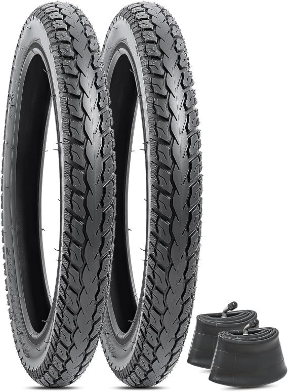 16x2.125/57-305 Bike Tire and Tube, 16 x 2.125 Tire Tube with Angled Valve Stem, 16'' 16x2.125 Tires Compatible with Electric Bicycle Bike, Motorcycle and Joystar Dynacraf Bikes(2 Sets)